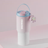 304 Stainless Steel Insulated Tumbler,Large Capacity with Handle and Cute Cloud Accessory(Pink)