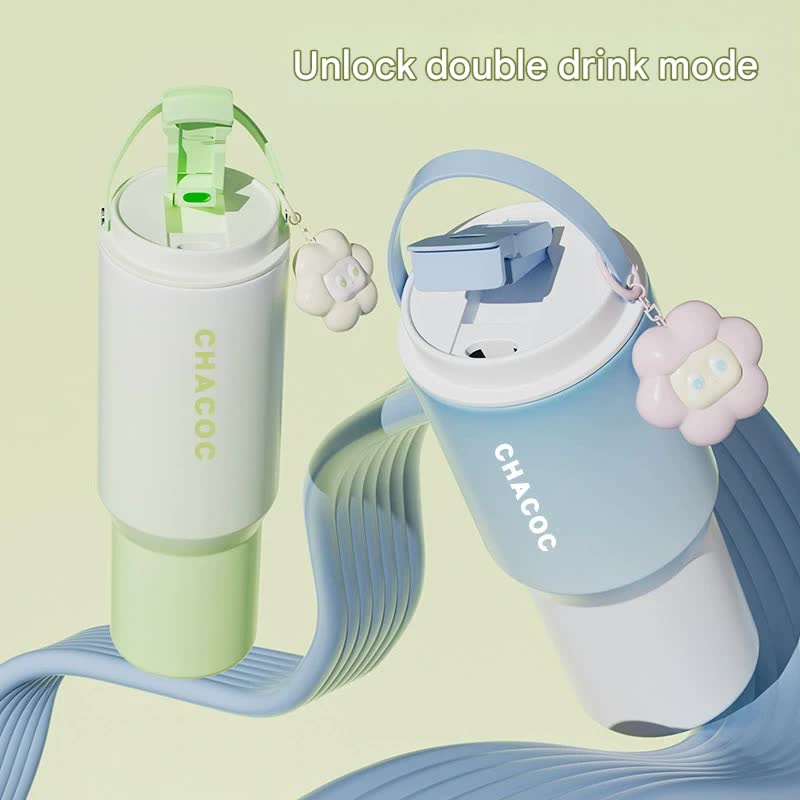 304 Stainless Steel Insulated Tumbler,Large Capacity with Handle and Cute Cloud Accessory(Blue)