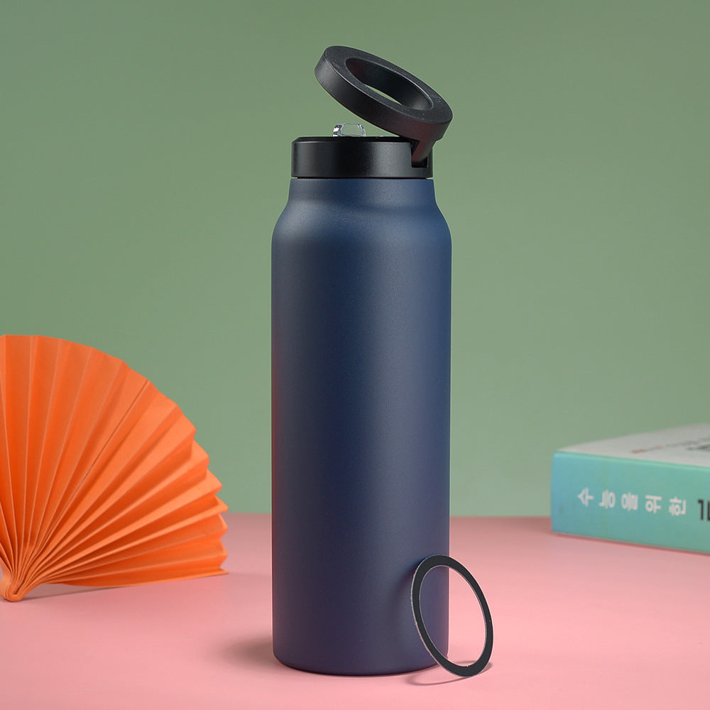 Blue Stainless Steel Insulated Water Bottle with Phone Stand