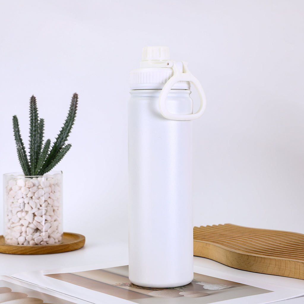 White Portable Travel Thermos Bottle - 25oz