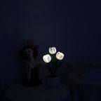 Blue Charging model Artificial Tulip Bouquet LED Light - Ceramic Pot Desk Lamp