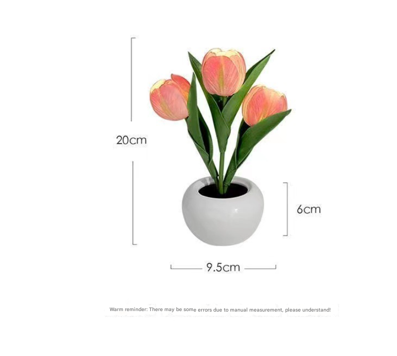 Yellow Charging model Artificial Tulip Bouquet LED Light - Ceramic Pot Desk Lamp