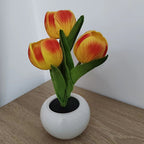 Orange Charging model Artificial Tulip Bouquet LED Light - Ceramic Pot Desk Lamp