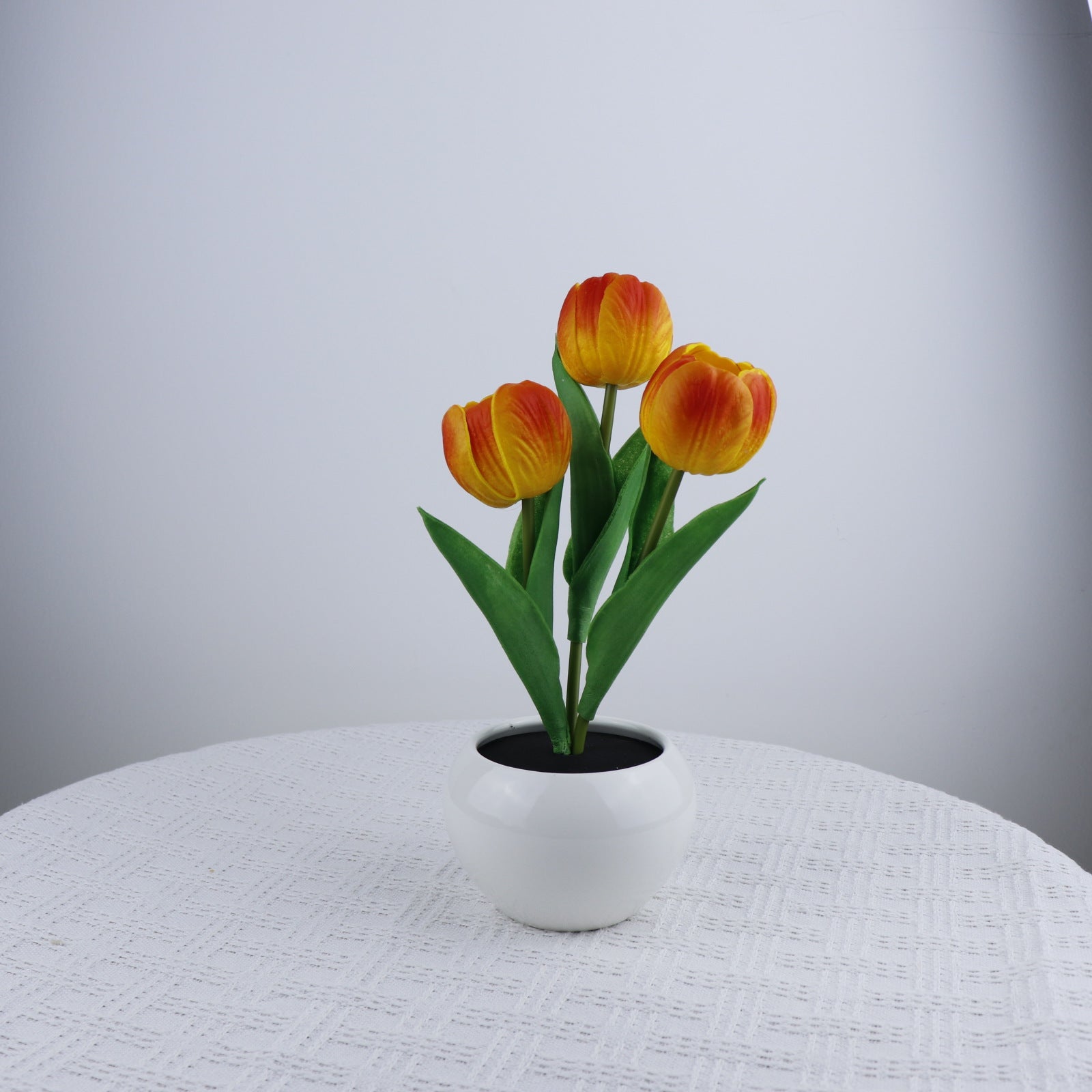 Orange Charging model Artificial Tulip Bouquet LED Light - Ceramic Pot Desk Lamp