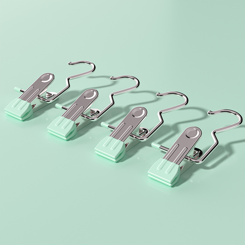 Light Green Stainless Steel Hanging Clips Set