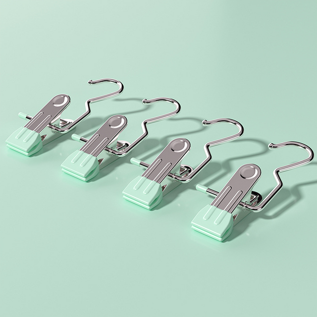 Light Green Stainless Steel Hanging Clips Set