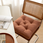 Soft And Thick Seat Cushion - Cotton Linen Blend Chair Pad with Ties for Chairs