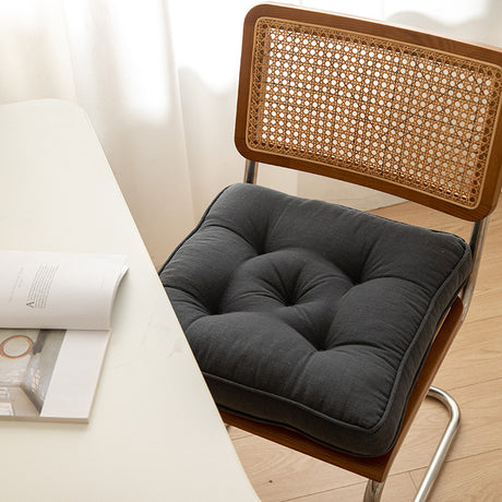 Soft And Thick Seat Cushion - Cotton Linen Blend Chair Pad with Ties for Chairs