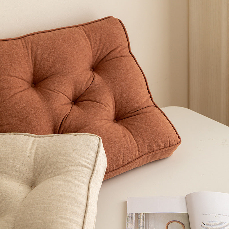 Soft And Thick Seat Cushion - Cotton Linen Blend Chair Pad with Ties for Chairs