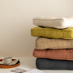 Soft And Thick Seat Cushion - Cotton Linen Blend Chair Pad with Ties for Chairs