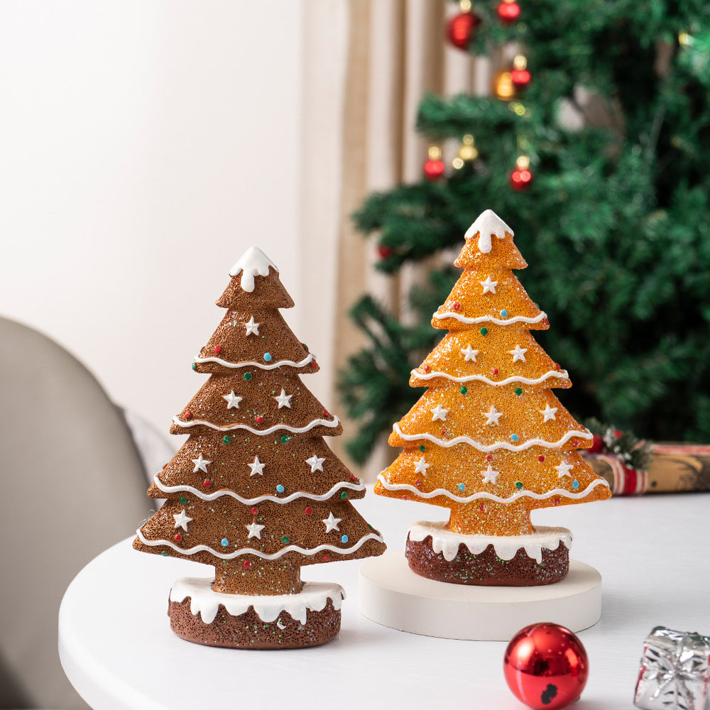 Charming Gingerbread Christmas Tree Figurine Set