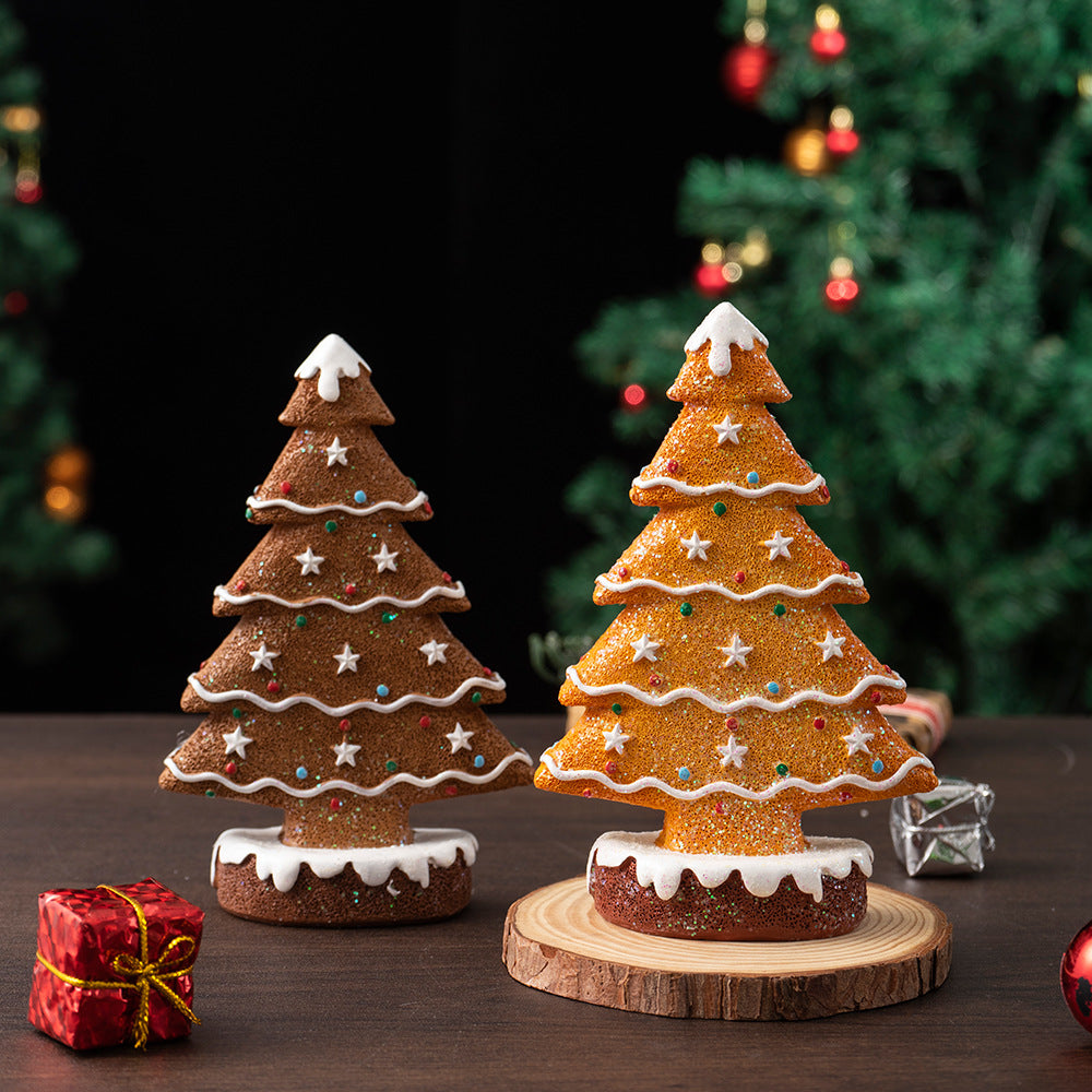 Charming Gingerbread Christmas Tree Figurine Set
