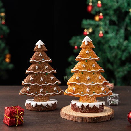 Charming Gingerbread Christmas Tree Figurine Set