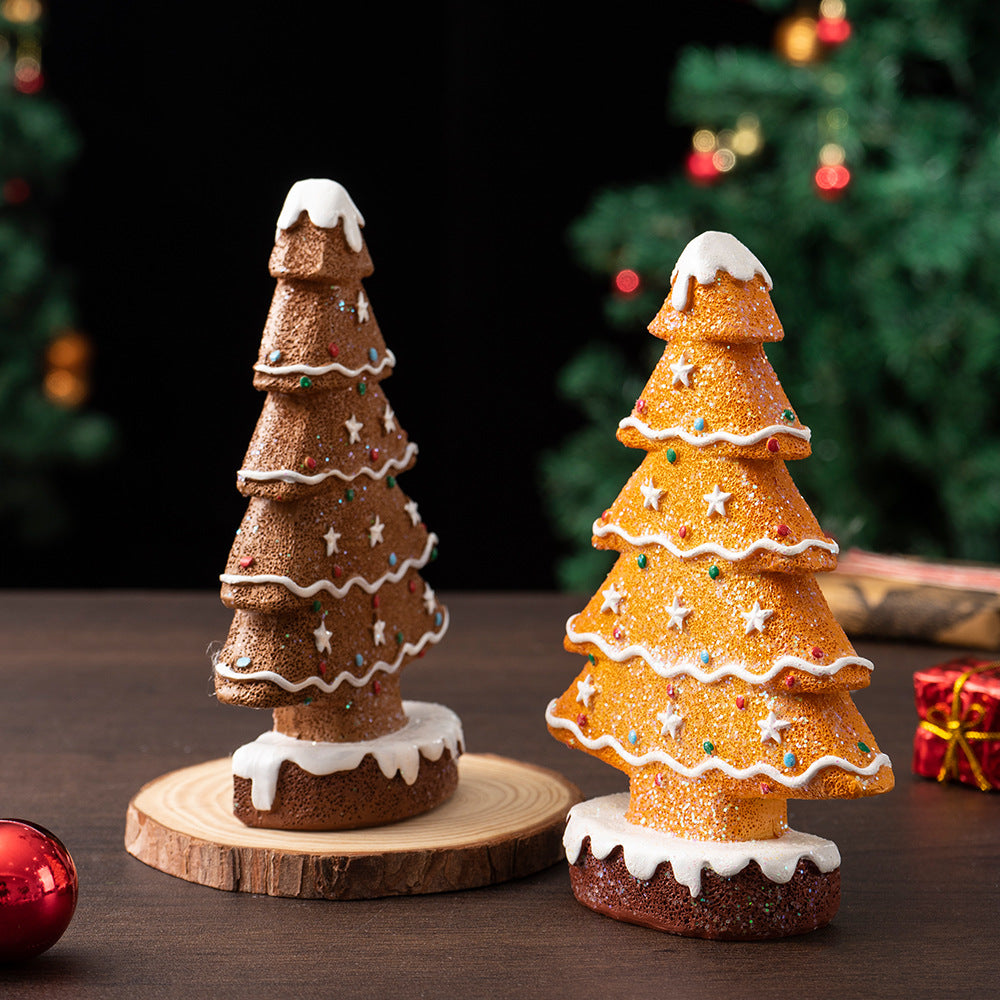 Charming Gingerbread Christmas Tree Figurine Set