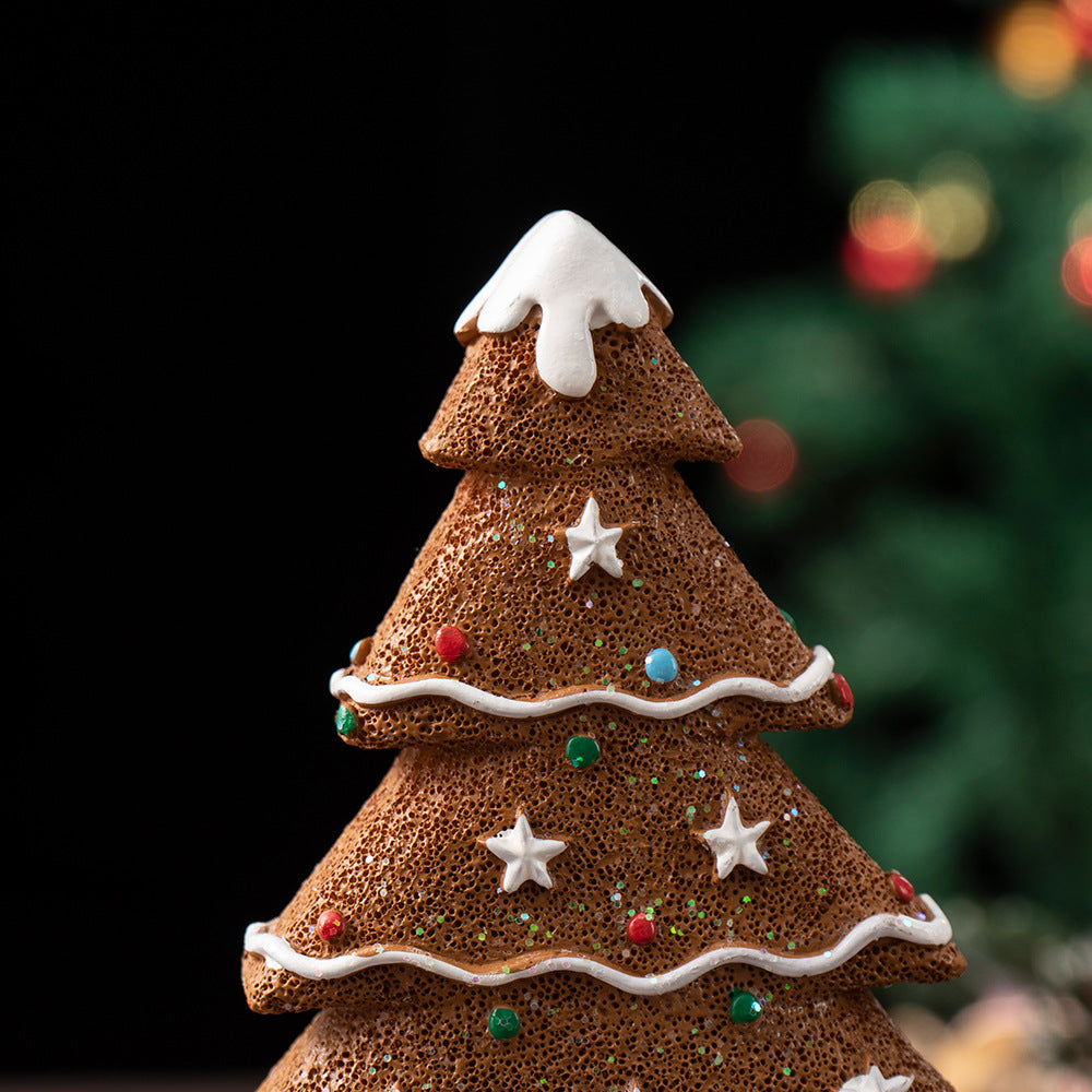 Charming Gingerbread Christmas Tree Figurine Set