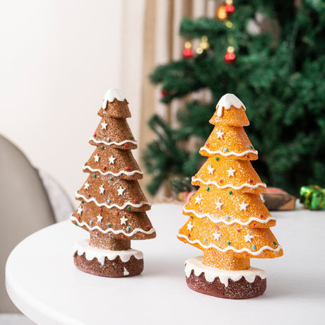 Charming Gingerbread Christmas Tree Figurine Set