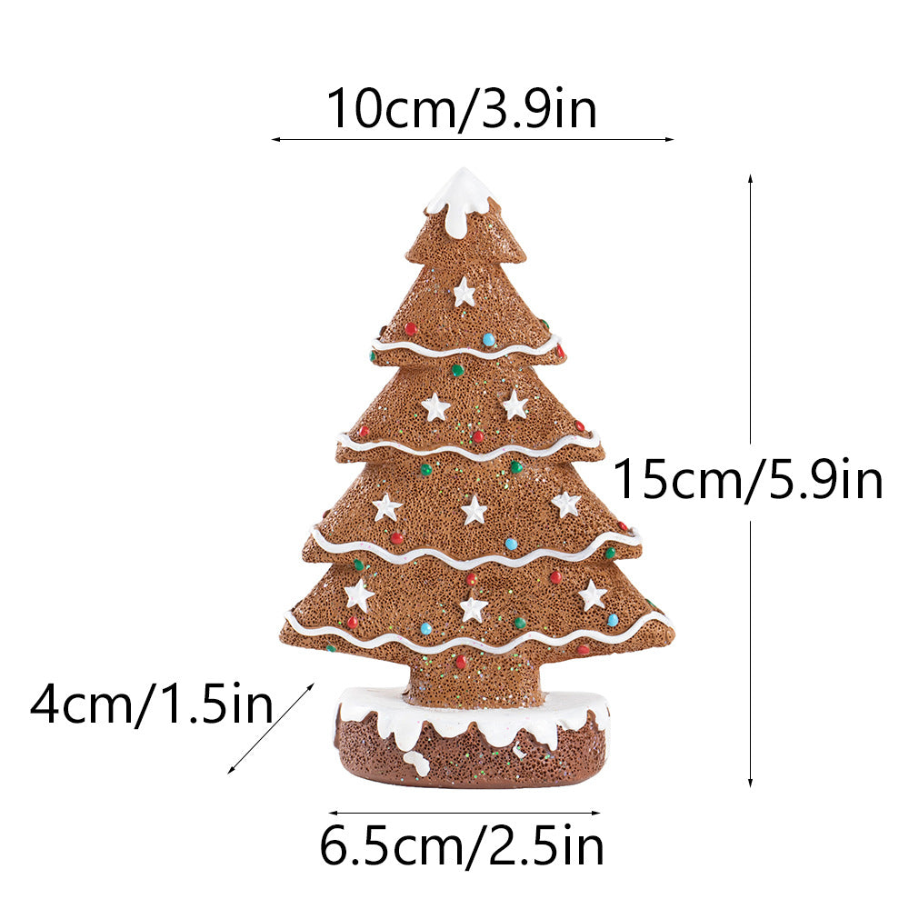 Charming Gingerbread Christmas Tree Figurine Set