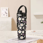 Twilight Black-White Flowers Insulated Tumbler