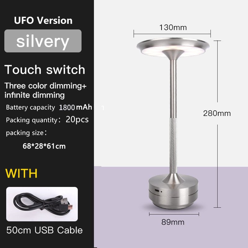 UFO Version LED Desk Lamp - Silver Touch Switch with Dimming and USB Cable