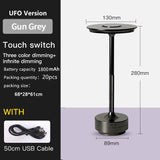 UFO Version LED Desk Lamp - Gunmetal Gray Touch Switch with Dimming and USB Cable