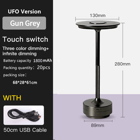 UFO Version LED Desk Lamp - Gunmetal Gray Touch Switch with Dimming and USB Cable