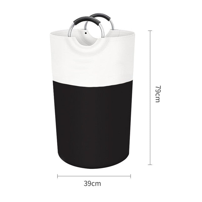 Black and White Large 90L Freestanding Laundry Hamper - Collapsible Clothes Basket with Aluminum Soft-Grip Handles