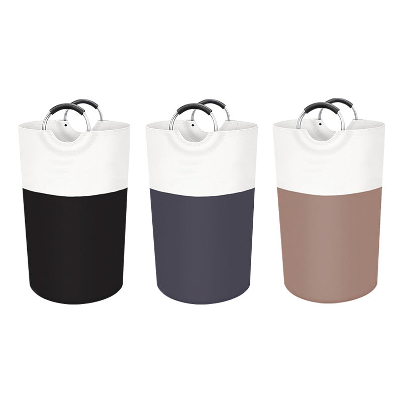 Brown and White Large 90L Freestanding Laundry Hamper - Collapsible Clothes Basket with Aluminum Soft-Grip Handles