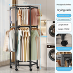 360° Rotating Double Layer Portable Garment Rack