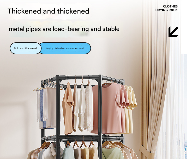 360° Rotating Double Layer Portable Garment Rack