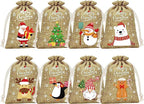Festive Burlap Christmas Gift Bag Set