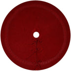 Red Knit Christmas Tree Skirt with Cable Border