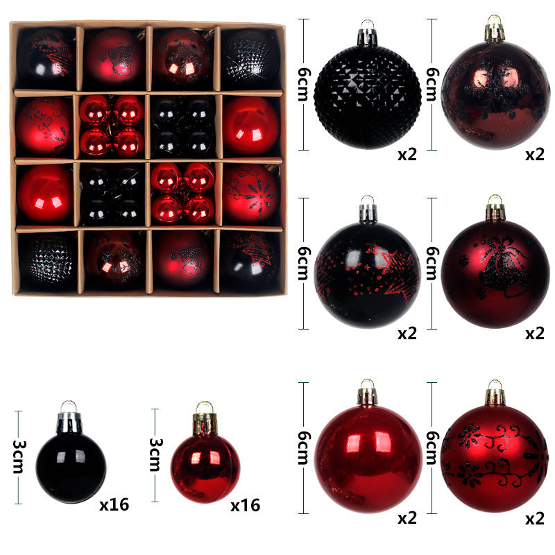 Elegant Black and Red Christmas Baubles Set