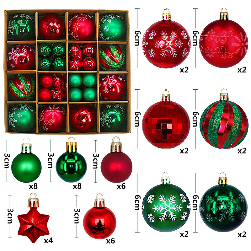 Elegant 44-Piece Christmas Baubles Set in Box