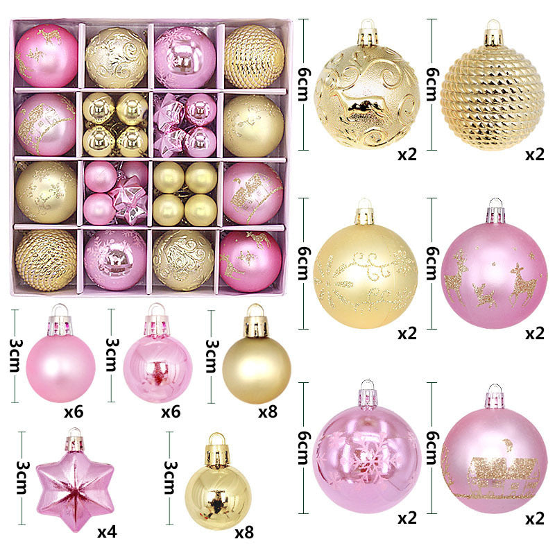 Elegant Gold and Pink Christmas Baubles Set