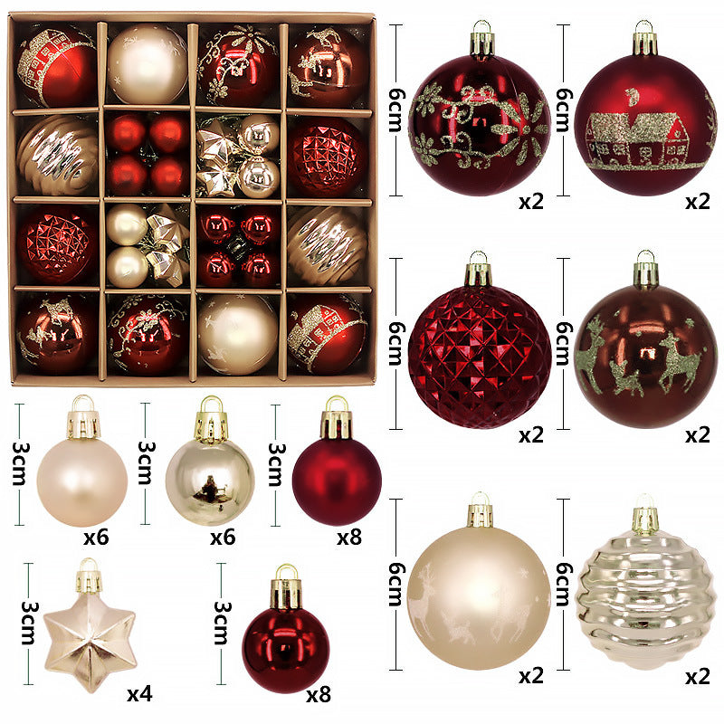 Elegant 44-Piece Red and White Christmas Baubles Set