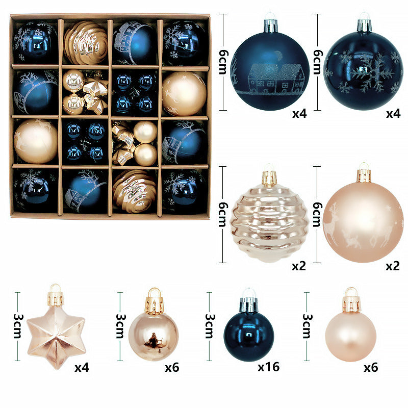 Elegant Navy Blue & White 44-Piece Baubles Set