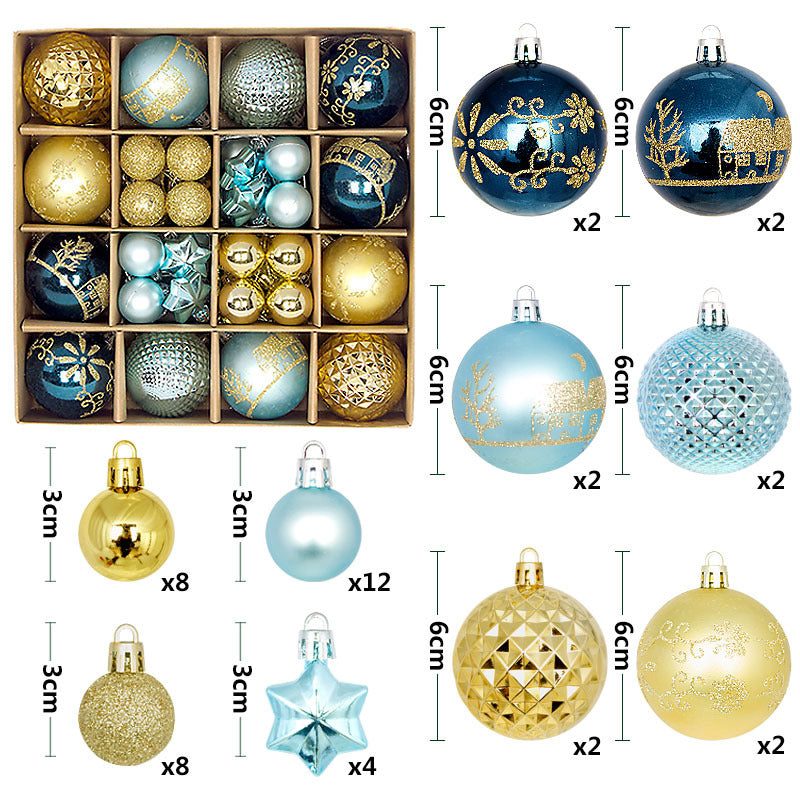 Elegant Blue and Gold Christmas Bauble Set