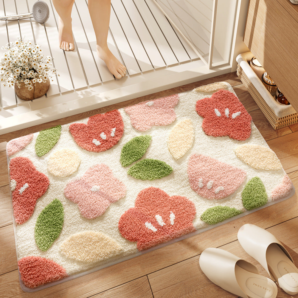 Premium Bath Mat with 8X Water Absorption & Non-Slip Base, Ultra Absorbent Microfiber