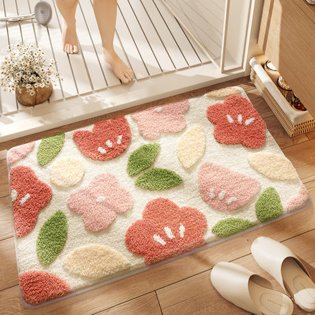 Premium Bath Mat with 8X Water Absorption & Non-Slip Base, Ultra Absorbent Microfiber