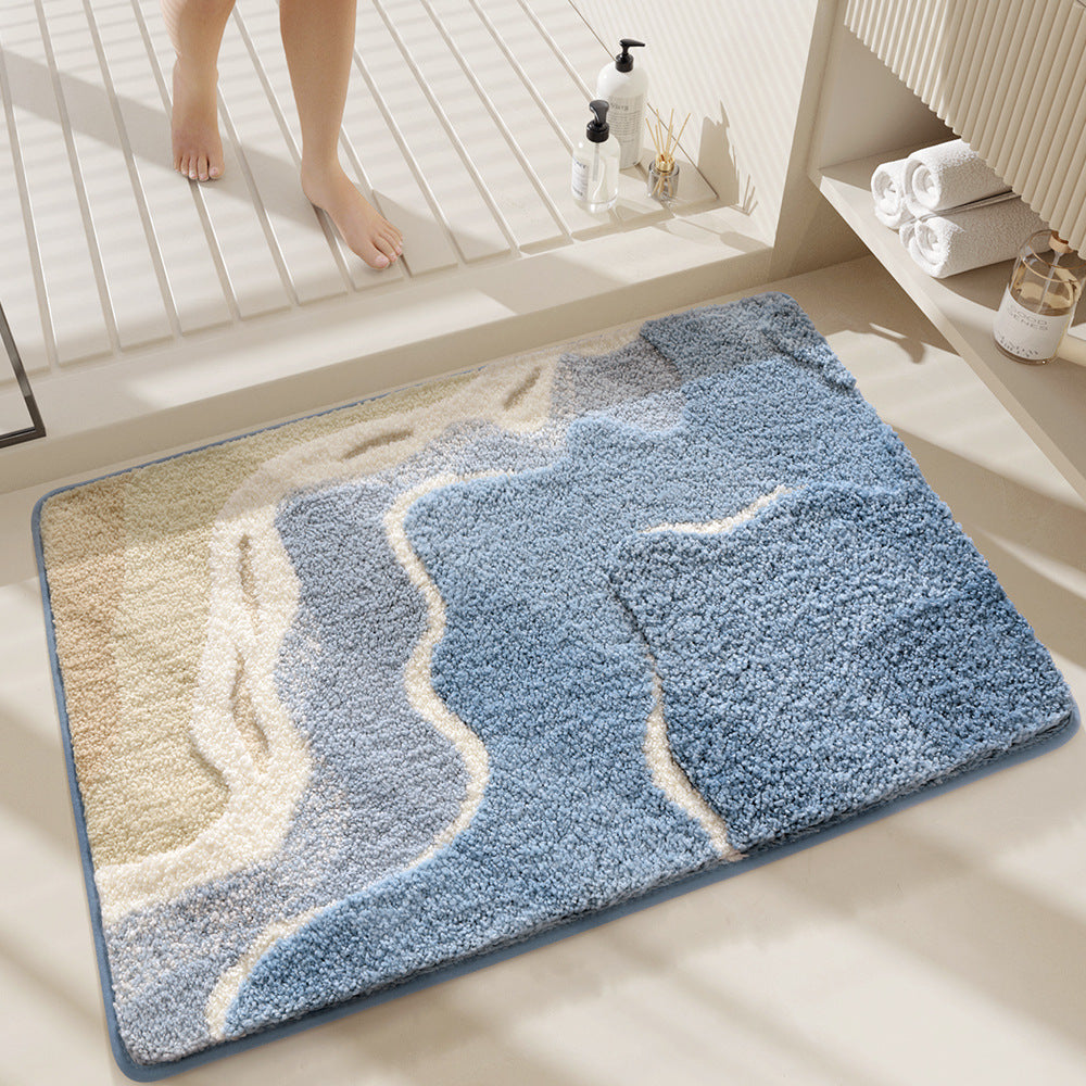 Premium Bath Mat with 8X Water Absorption & Non-Slip Base, Ultra Absorbent Microfiber