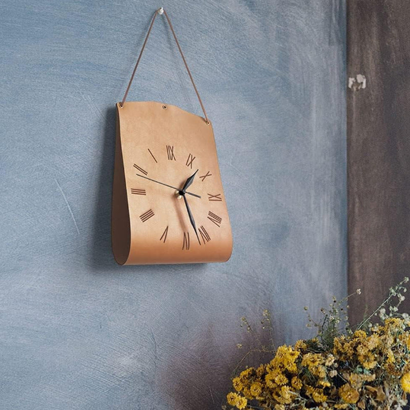 Retro Leather Handbag Style Wall Clock - Various Colours