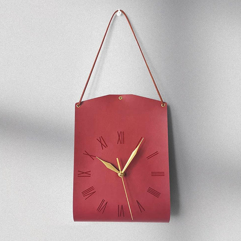 Retro Leather Handbag Style Wall Clock - Various Colours