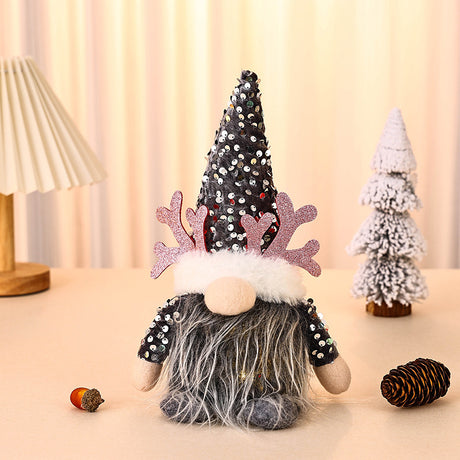 Illuminated Sequin Christmas Gnome Decoration
