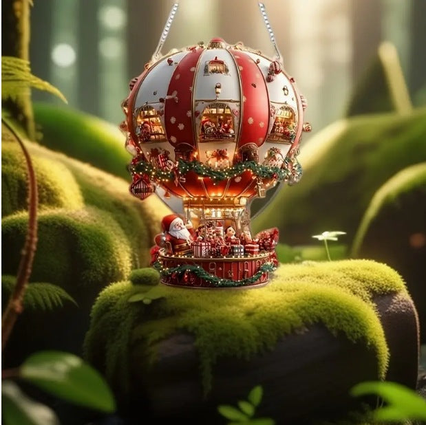 Whimsical Santa Hot Air Balloon Ornament