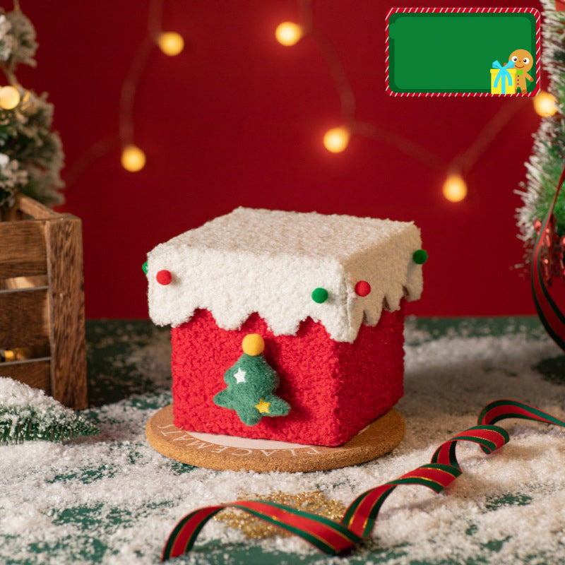 Luxe Plush Christmas Gift Box with Snowy Trim