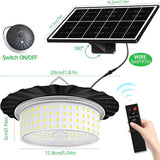 244 LED Solar Motion Sensor Pendant Light - IP65 Waterproof Barn/Patio Light with 4 Remote Modes and High Lumen Output