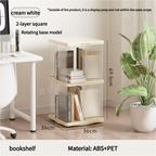 Cream White 2-Layer Rotating Bookshelf