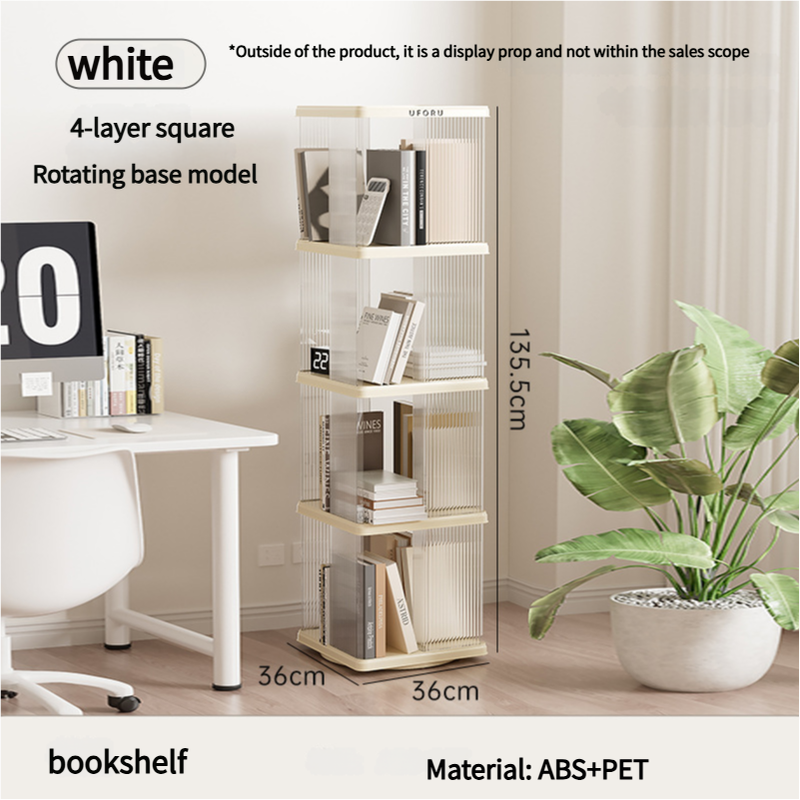 360-Degree Rotating Cream White Bookshelf