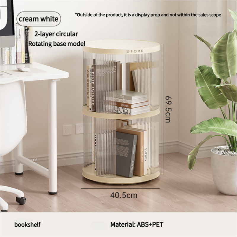 Elegant Rotating Circular Bookshelf in Cream White