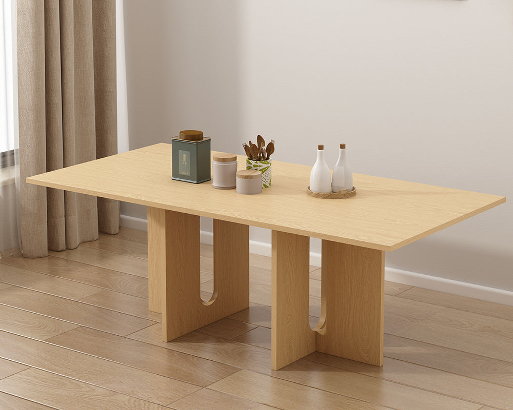 Elegant Oak Melamine Dining Table for Six